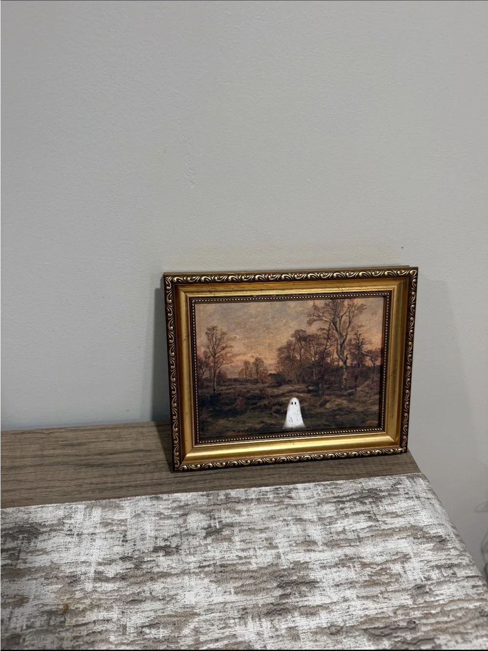NWT 8” x 10” gold framed ghost landscape canvas wall art